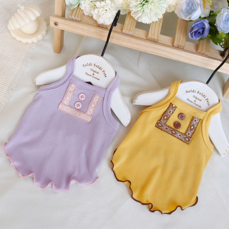 Yellow Summer Clothing - Dog Clothes Yellow Purple Sling Vest