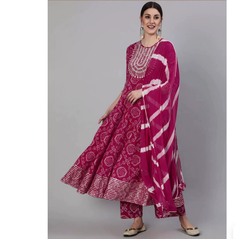 Summer Clothing India - Indian Pure Cotton Rose Red Printed