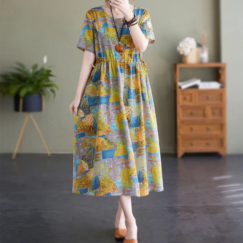 Sundress Midi Floral - Womens Plus Size Vintage Floral Print