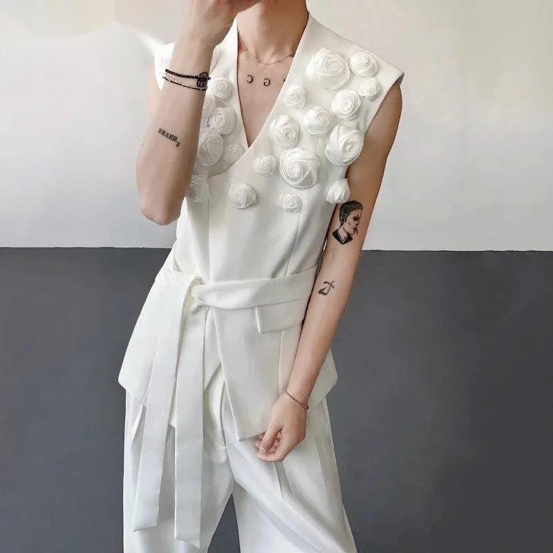 Summer Rose Clothing - Three-dimensional Rose Sleeveless Suit Jacket Men