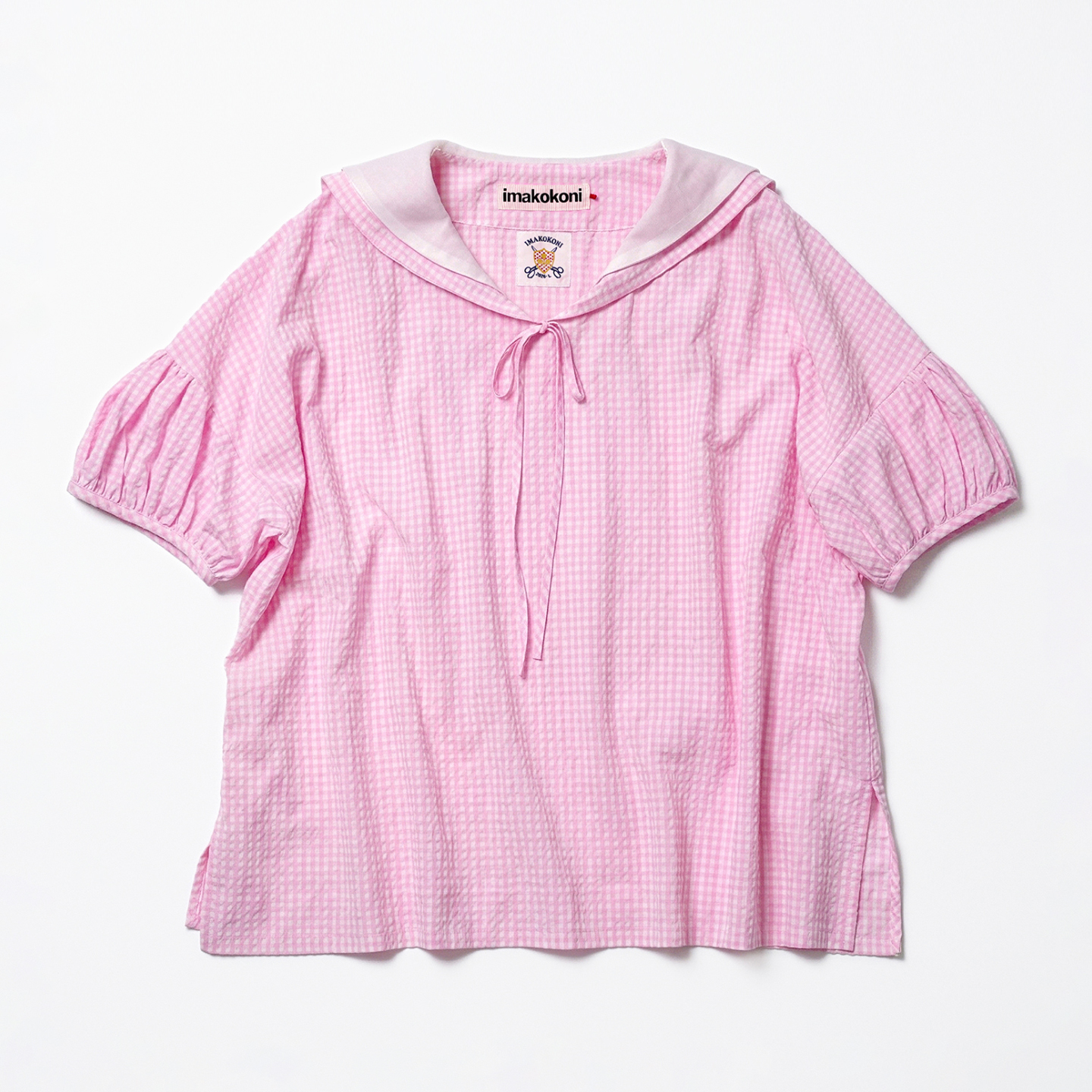 Summer Japanese Clothing - Pink checkered shirt women's imakokoni summer