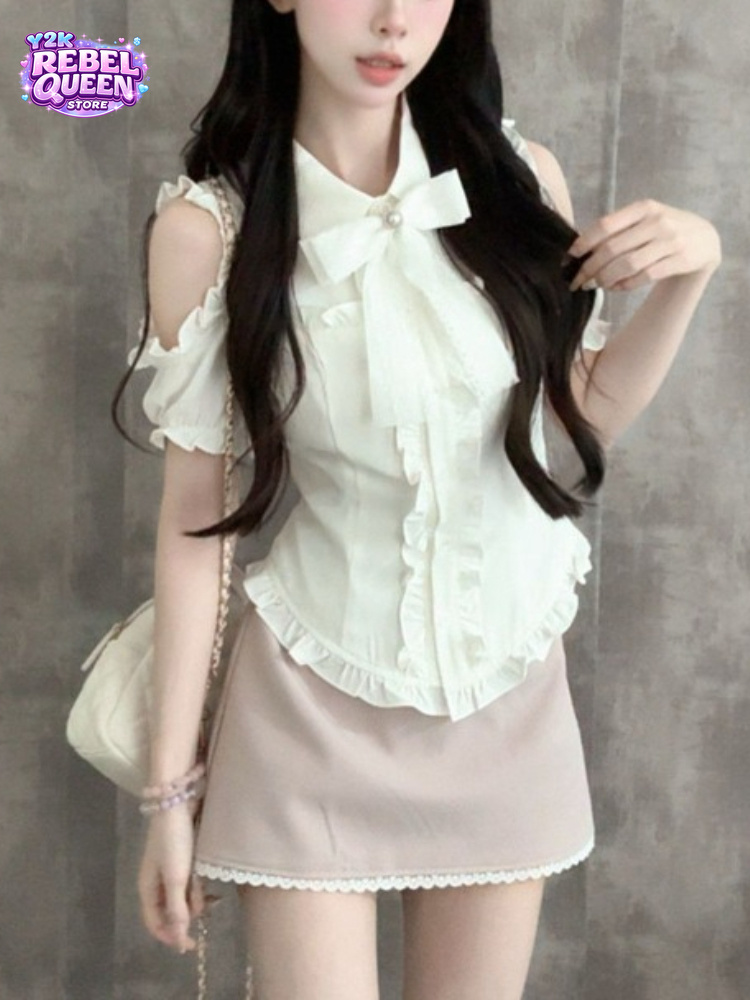Off Shoulder Blouse - Japanese Sweet New 2 Piece Sets