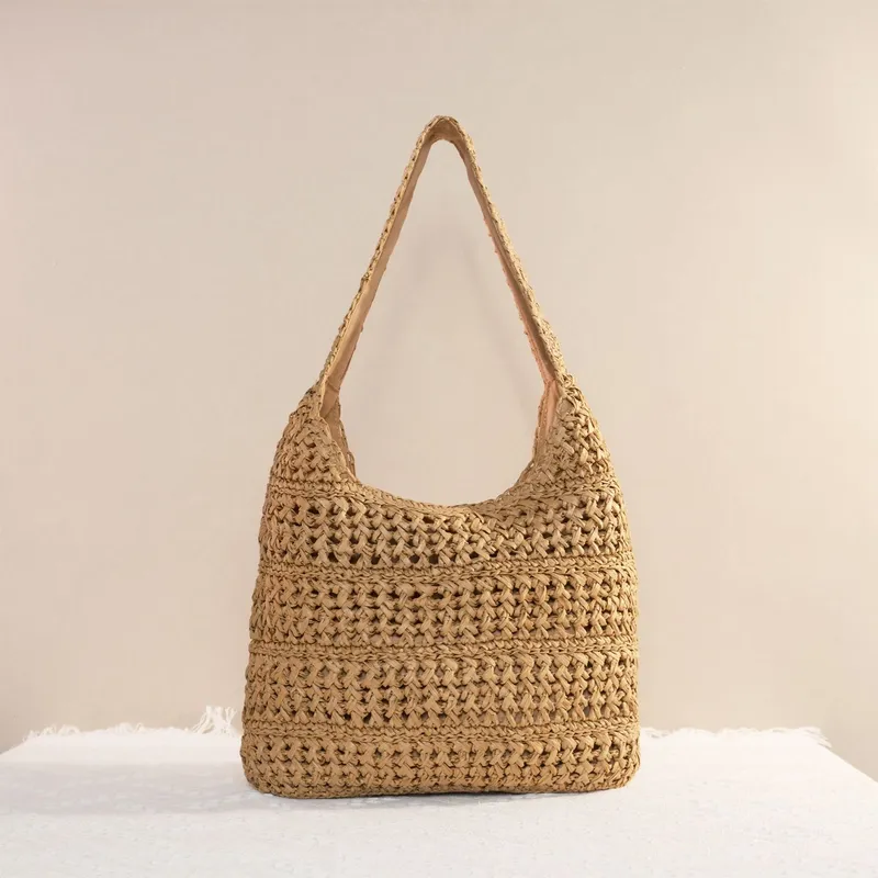 Beach Bag Straw - Hollow Straw Handwoven Tote Bag Large