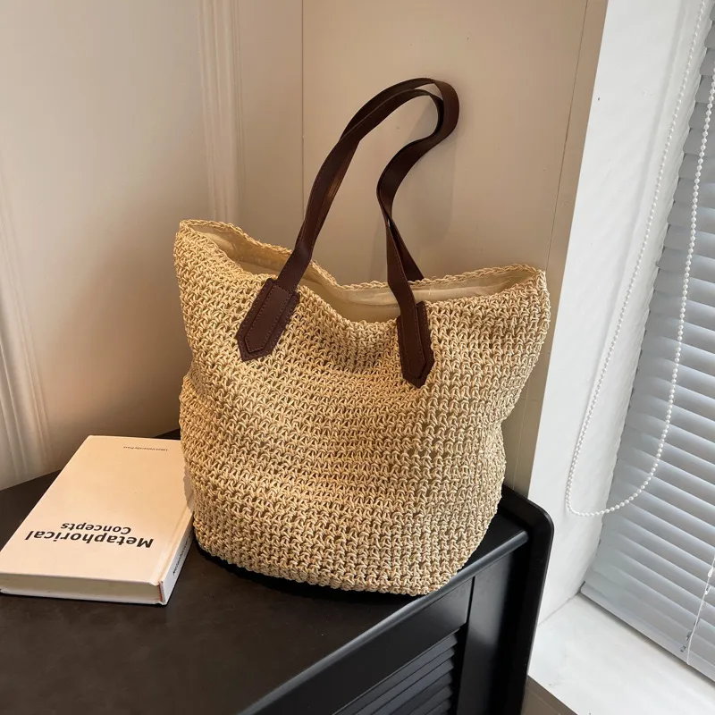 Beach Bag Straw - Women's handwoven straw tote bag large