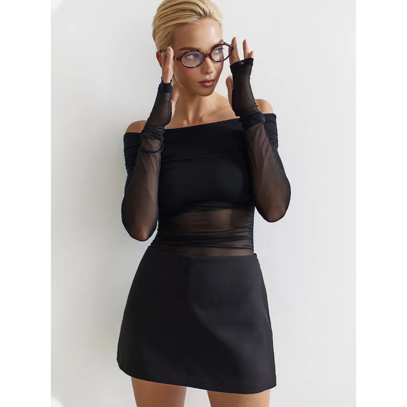 Women  Mesh Off Shoulder Top S - огляд і ціна Off Shoulder Blouse