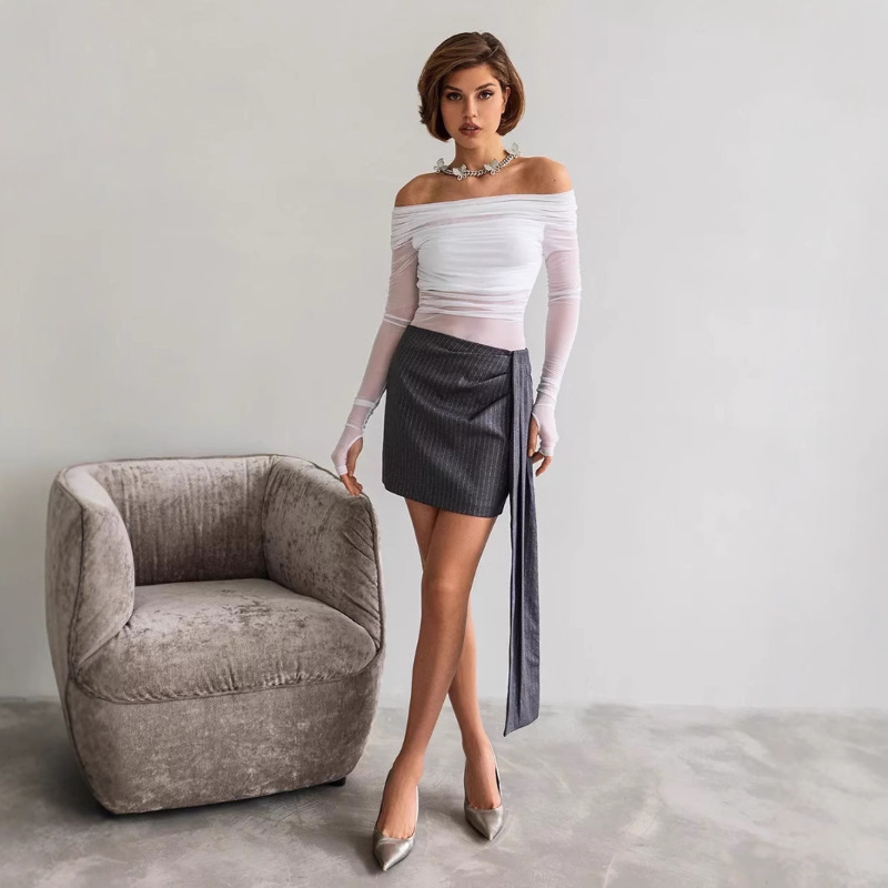 Women  Mesh Off Shoulder Top S - огляд і ціна Off Shoulder Blouse