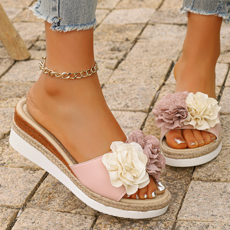 Women's Pink Flower Decor Plat - огляд і ціна Espadrille Sandal Women