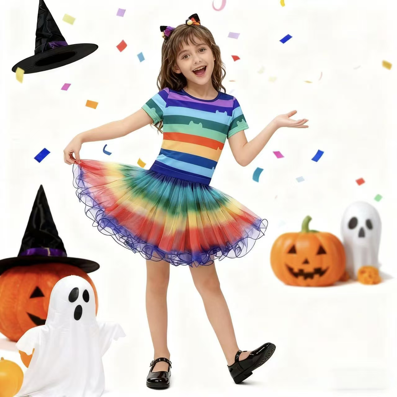 Girls Rainbow Striped T-Shirt  - огляд і ціна Summer Clothing Kids