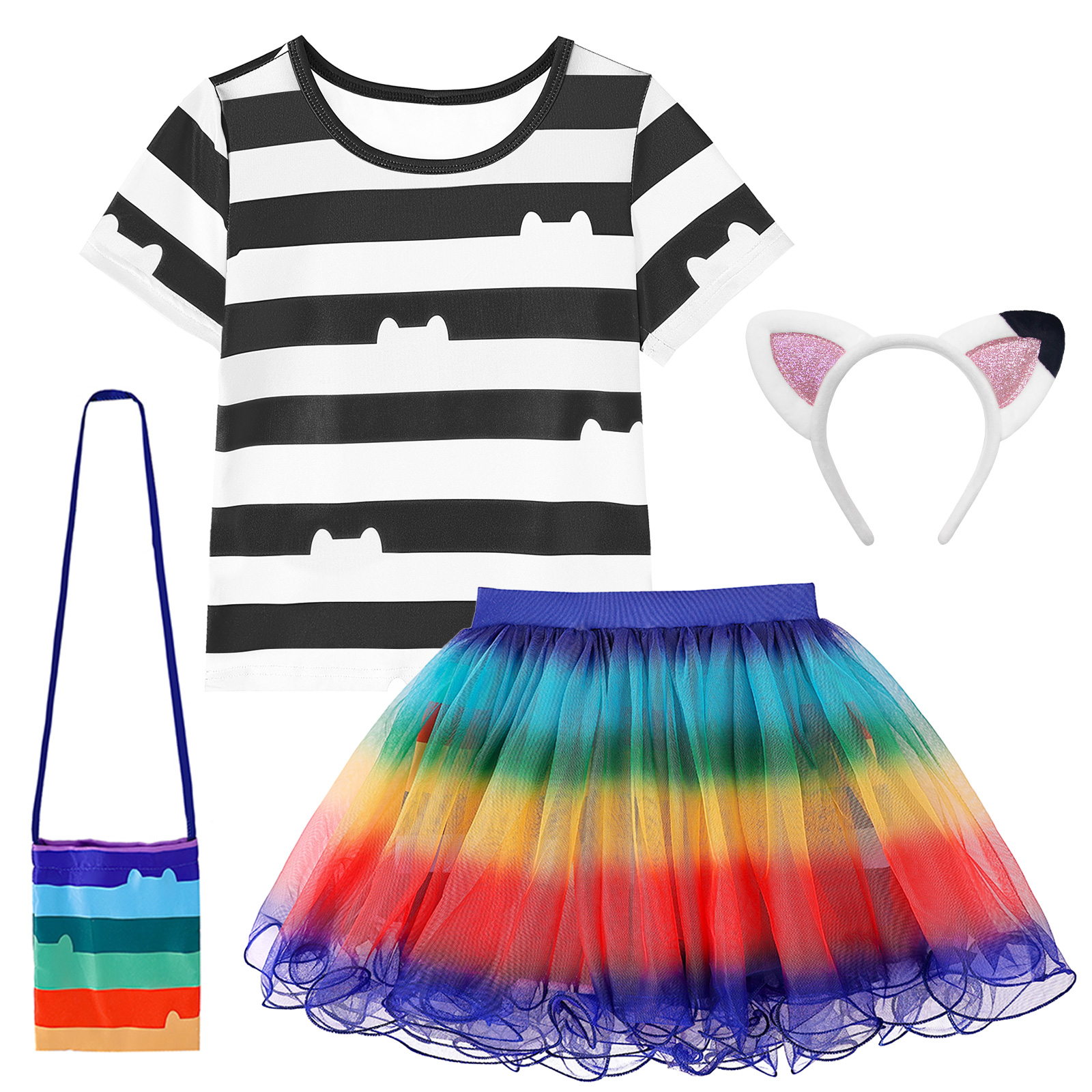 Girls Rainbow Striped T-Shirt  - огляд і ціна Summer Clothing Kids