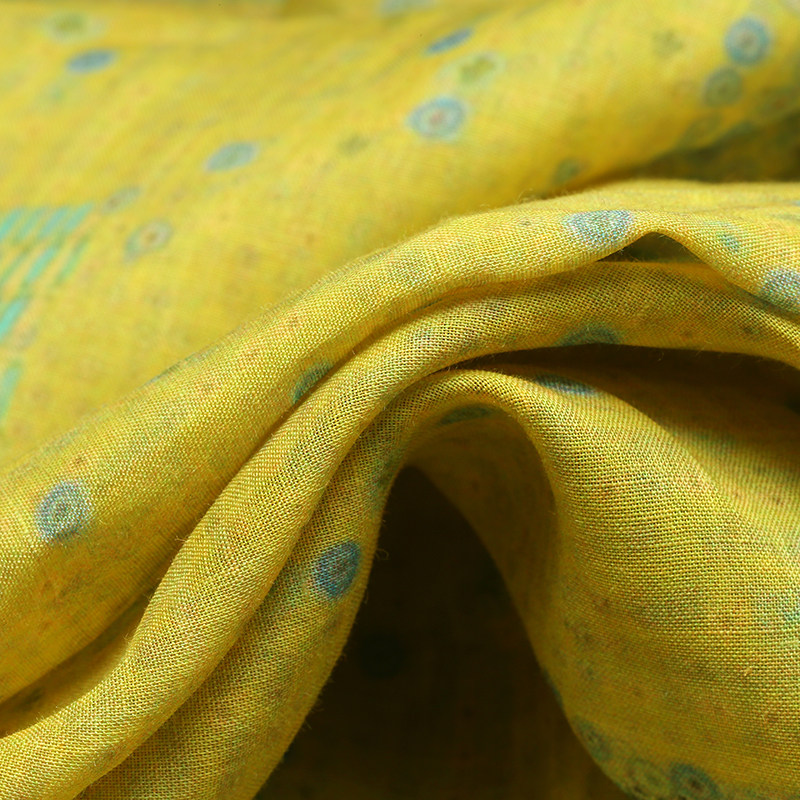Yellow Circle Print Ramie Fabr - огляд і ціна Yellow Summer Clothing