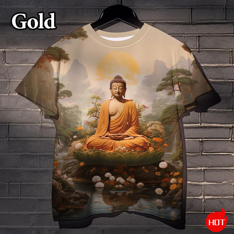 Harajuku 3D Print Buddha Sakya - огляд і ціна Summer Clothing India