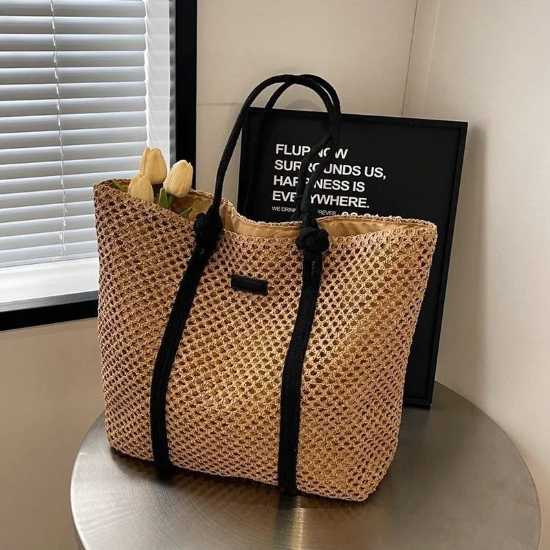 Hollow Straw Woven Tote Bag fo - огляд і ціна Beach Bag Straw