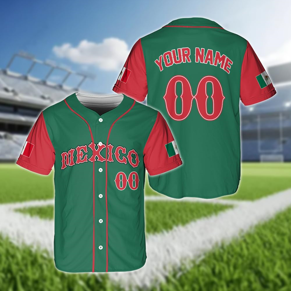 Hot Mexican Flag Baseball Jers - огляд і ціна Summer Clothing Names