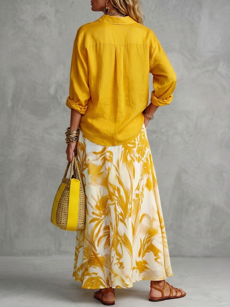 UOOZEE Women's Loose Buttoned  - огляд і ціна Yellow Summer Clothing