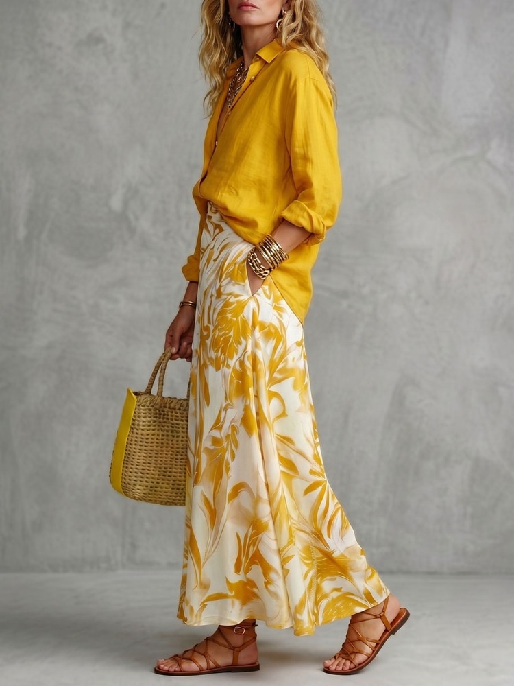 UOOZEE Women's Loose Buttoned  - огляд і ціна Yellow Summer Clothing