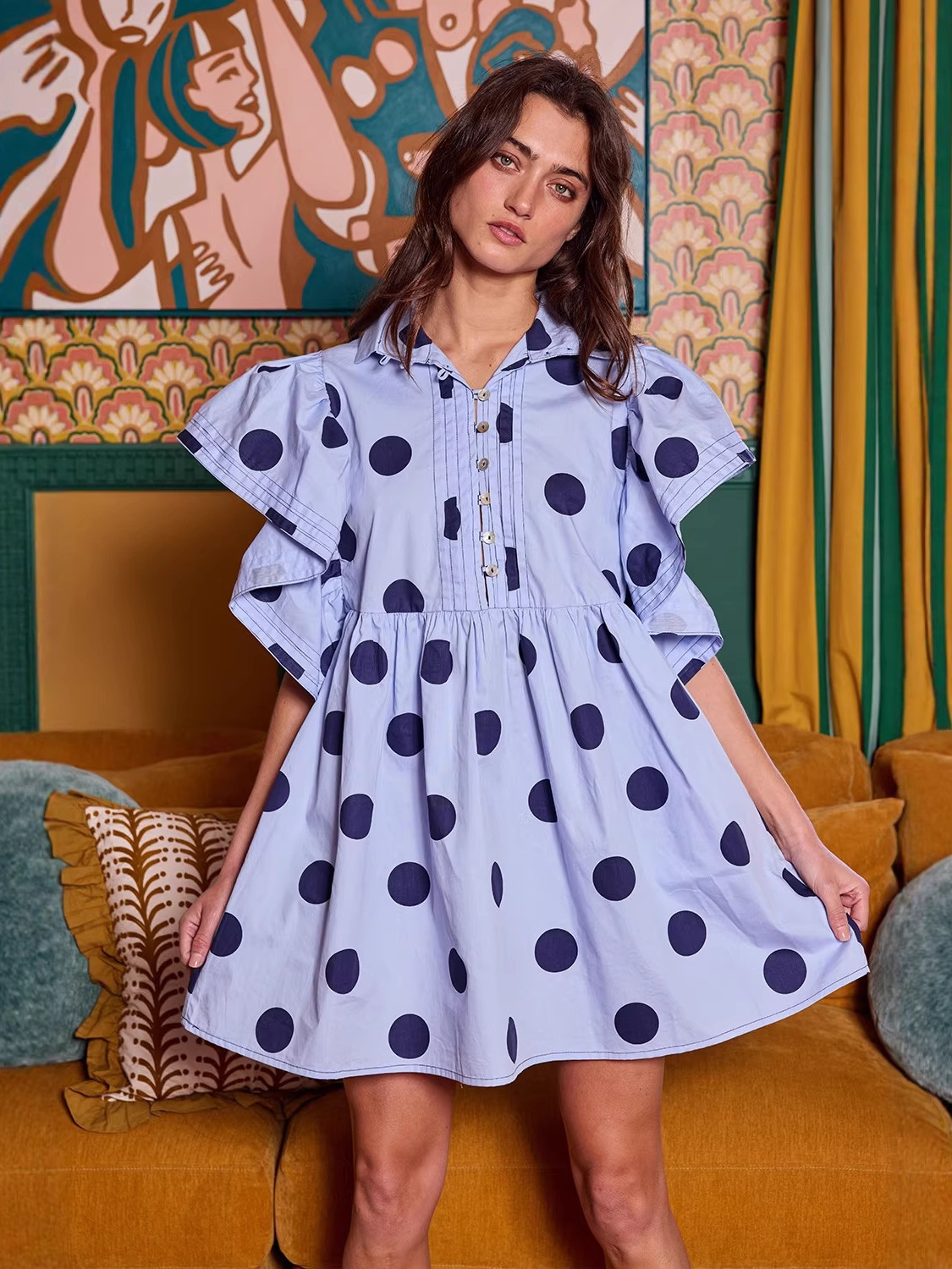 Spring Summer Polka Dot Print  - огляд і ціна Off Shoulder Blouse