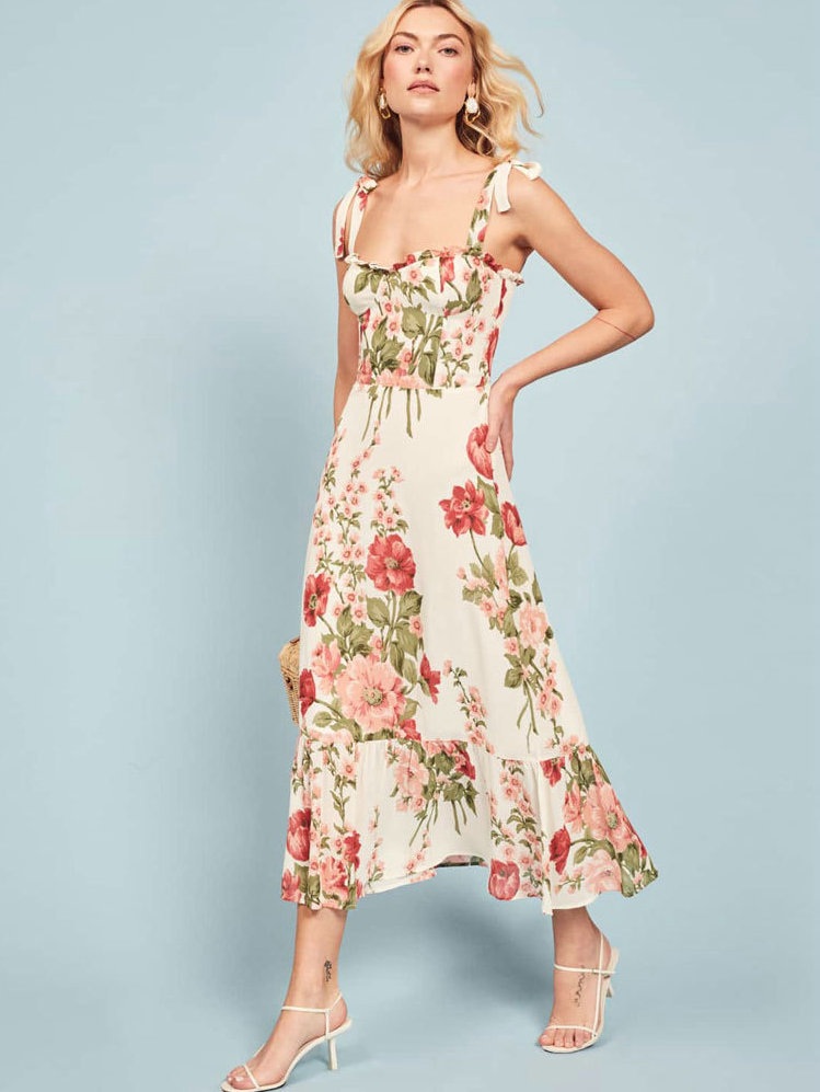 Silk Linen Women's White Flora - огляд і ціна Sundress Midi Floral
