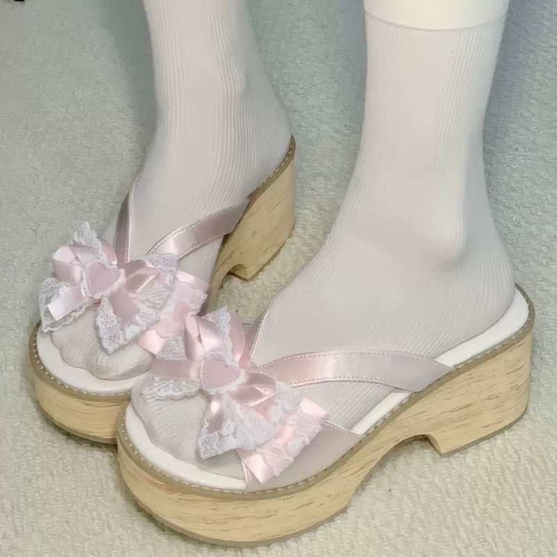 Sweet Bow Wood Grain Thick Bot - огляд і ціна Summer Clothing Sale Women
