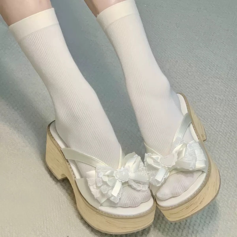 Sweet Bow Wood Grain Thick Bot - огляд і ціна Summer Clothing Sale Women