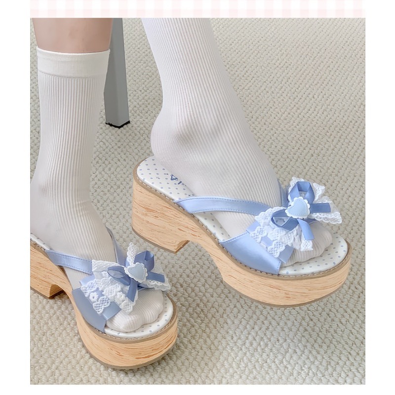 Sweet Bow Wood Grain Thick Bot - огляд і ціна Summer Clothing Sale Women