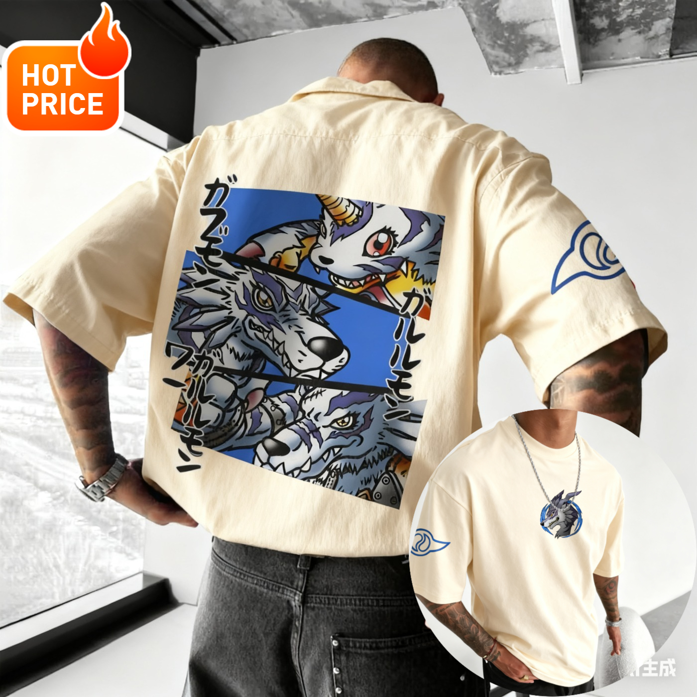 Gabumon Anime Digimon2025 New  - огляд і ціна Vintage Summer Clothing Men