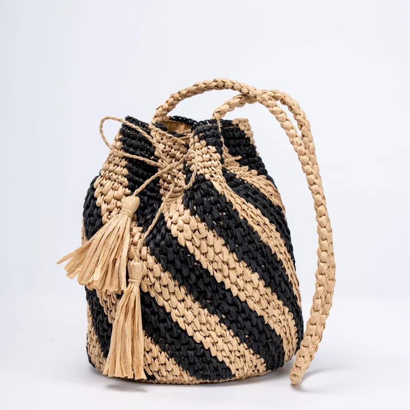 Striped straw handwoven messen - огляд і ціна Beach Bag Straw