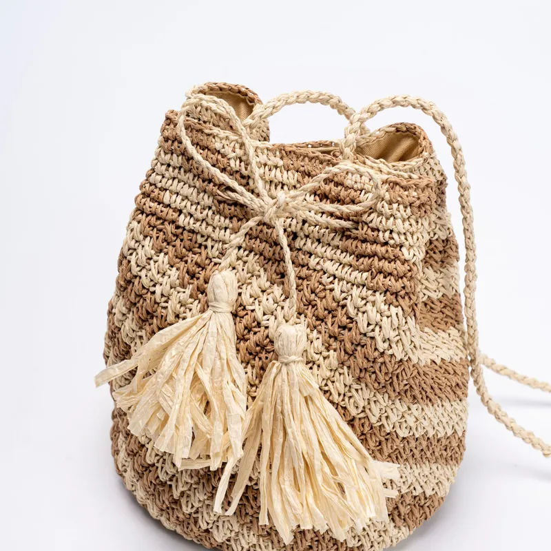 Striped straw handwoven messen - огляд і ціна Beach Bag Straw