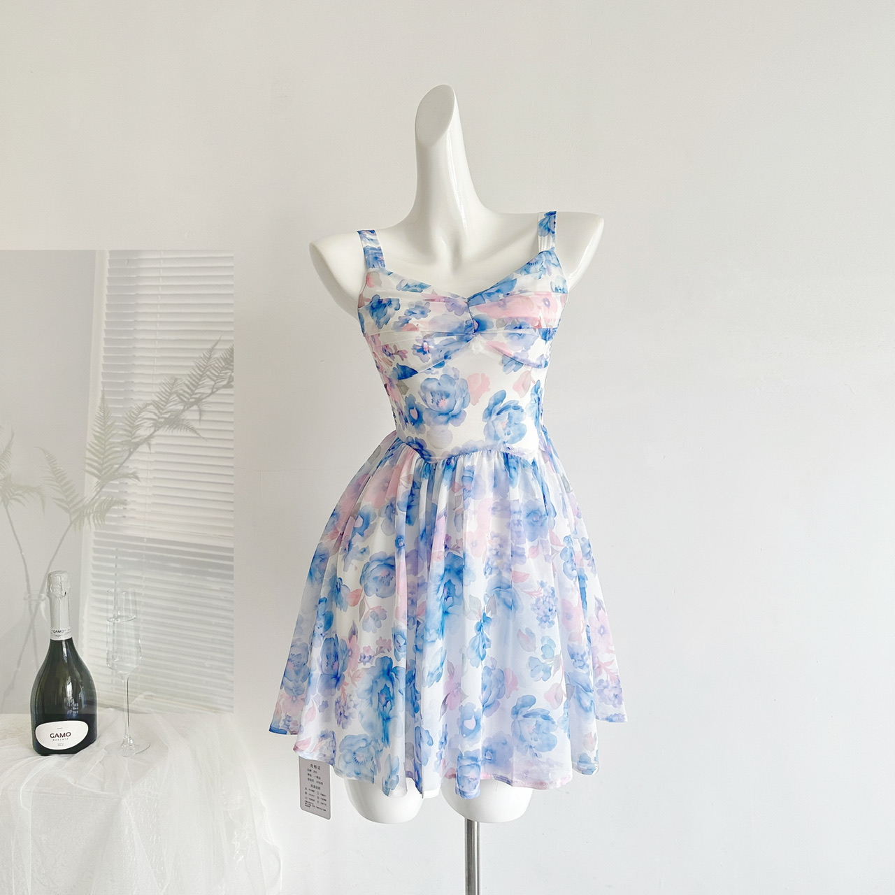 Klein Blue Floral Halter Dress - огляд і ціна Sundress Midi Floral