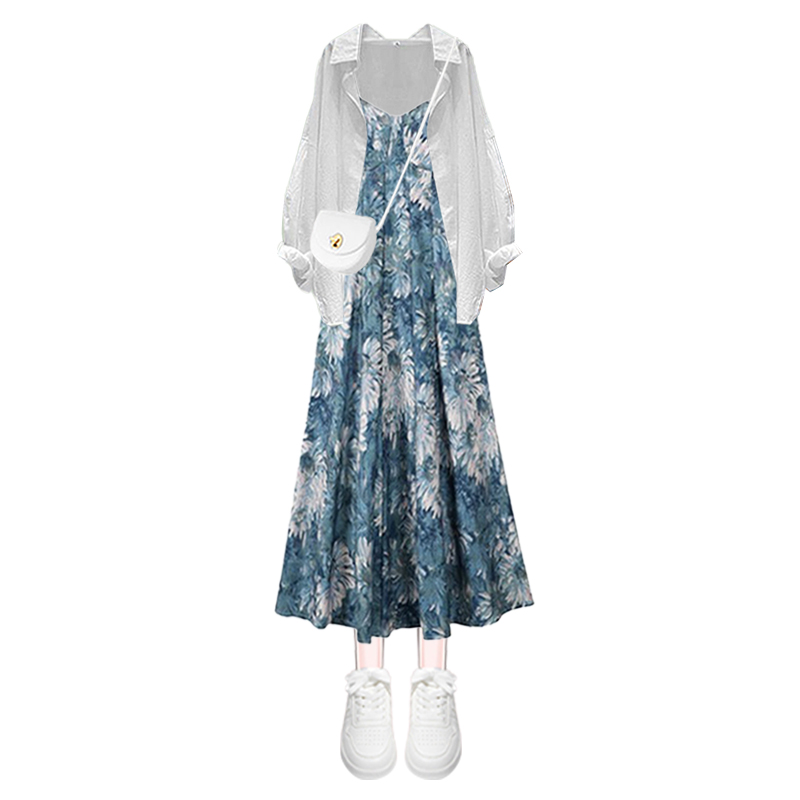 Klein Blue Floral Halter Dress - огляд і ціна Sundress Midi Floral