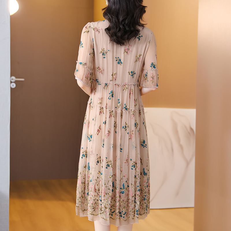 Women Floral Natural Silk Embr - огляд і ціна Sundress Midi Floral