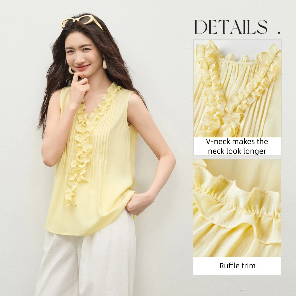 SENTUBILA Women's Yellow V Nec - огляд і ціна Yellow Summer Clothing
