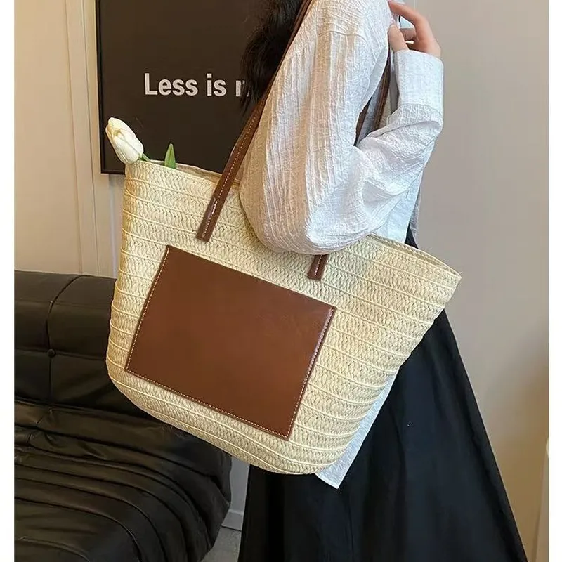 Straw hand-woven tote bag larg - огляд і ціна Beach Bag Straw