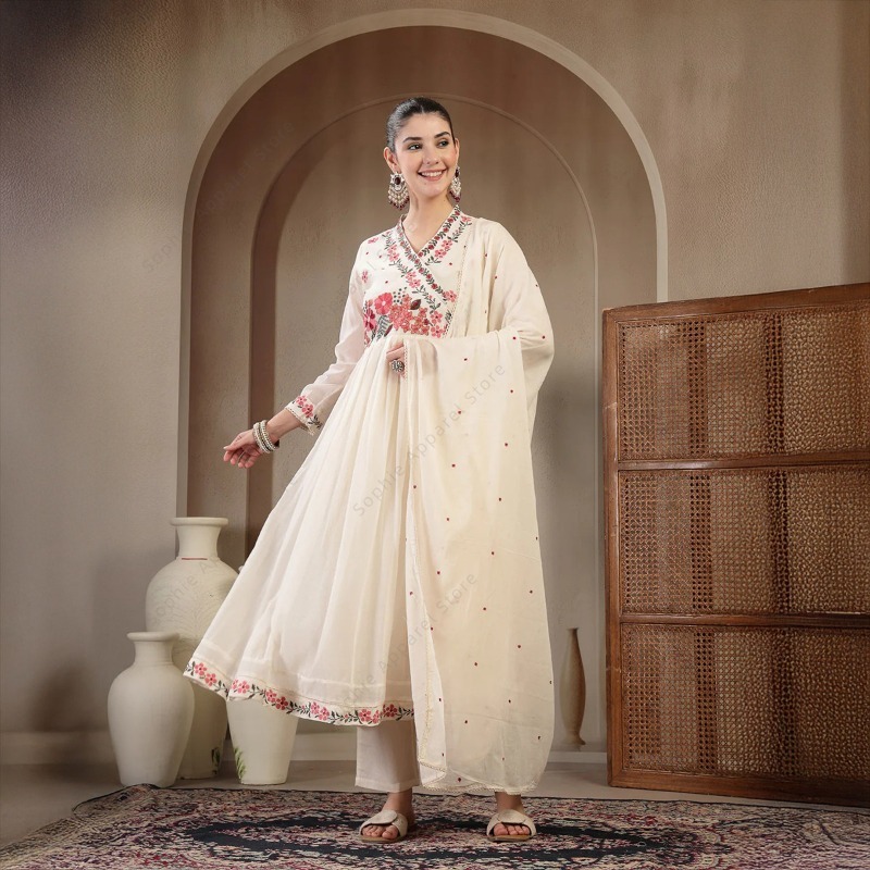 White Cotton Anarkali Kurti Se - огляд і ціна Summer Clothing India