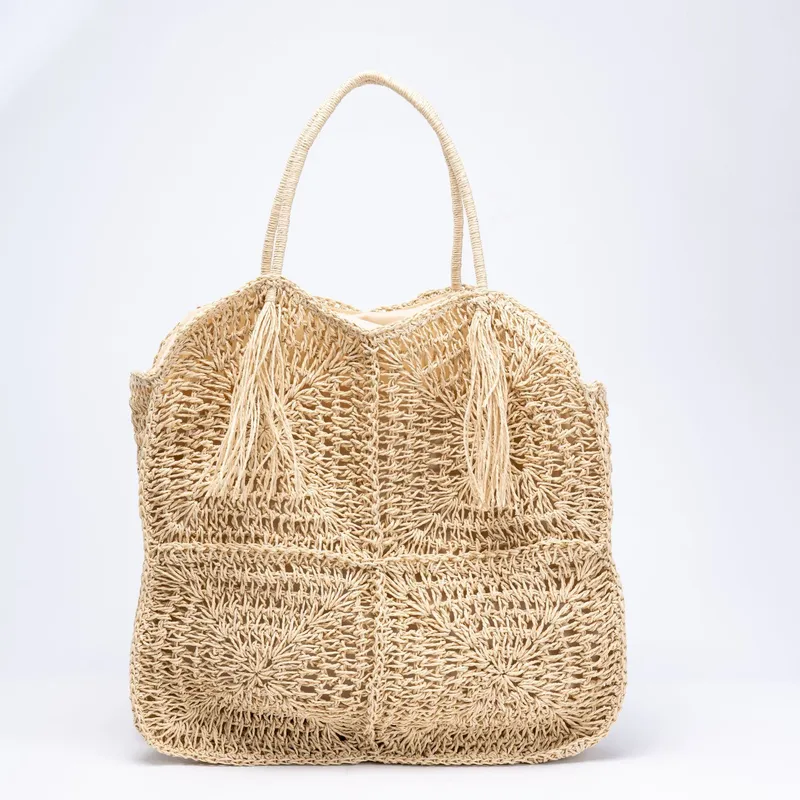 Straw Handwoven Tote Bag with  - огляд і ціна Beach Bag Straw