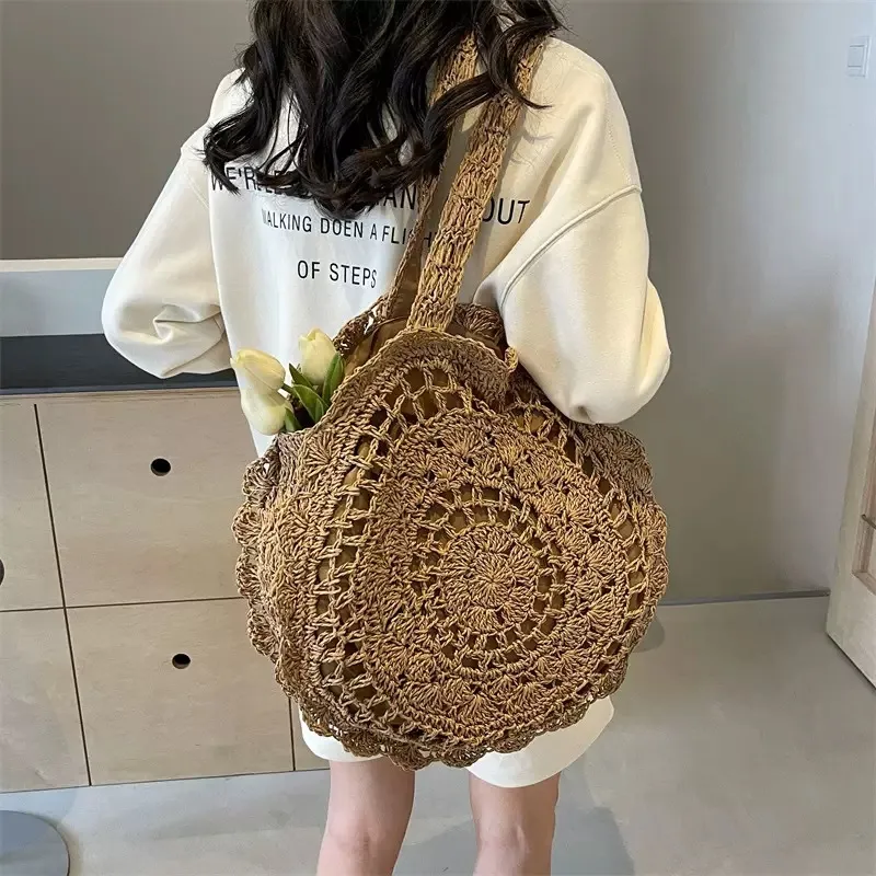 Hand-woven paper rope tote bag - огляд і ціна Beach Bag Straw