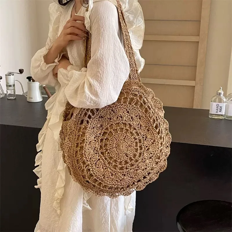 Hand-woven paper rope tote bag - огляд і ціна Beach Bag Straw