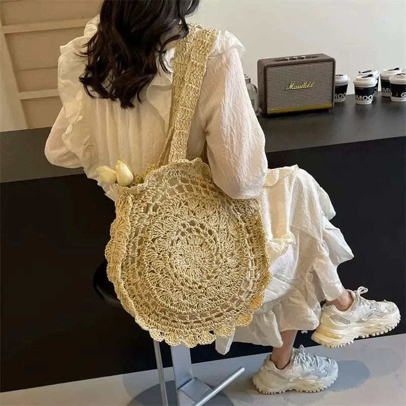 Hand-woven paper rope tote bag - огляд і ціна Beach Bag Straw