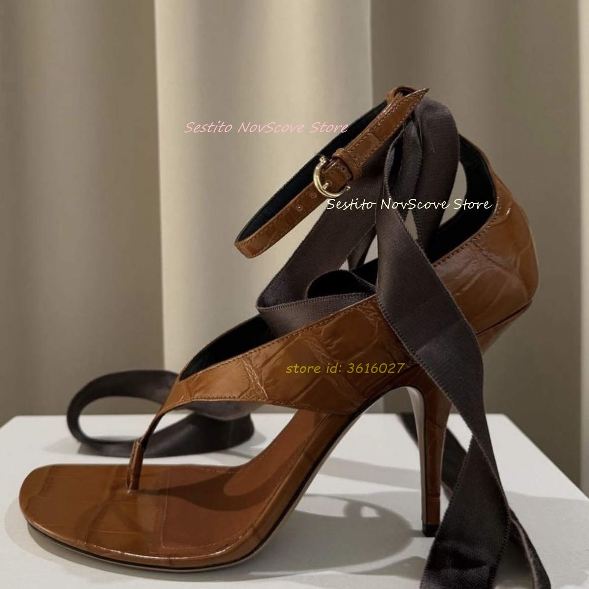 Brown Open Toe Lace Up Sandals - огляд і ціна Summer Clothing Sale Women